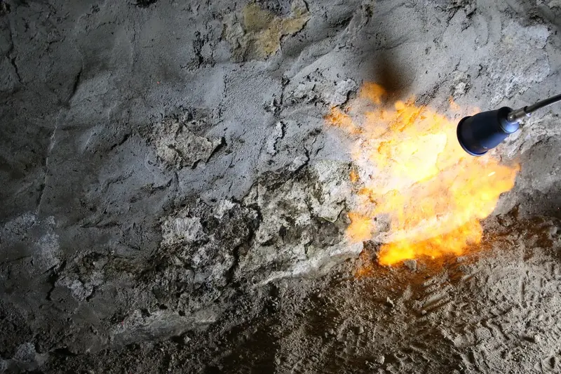 Fin du passage à la flamme sur la zone marquée